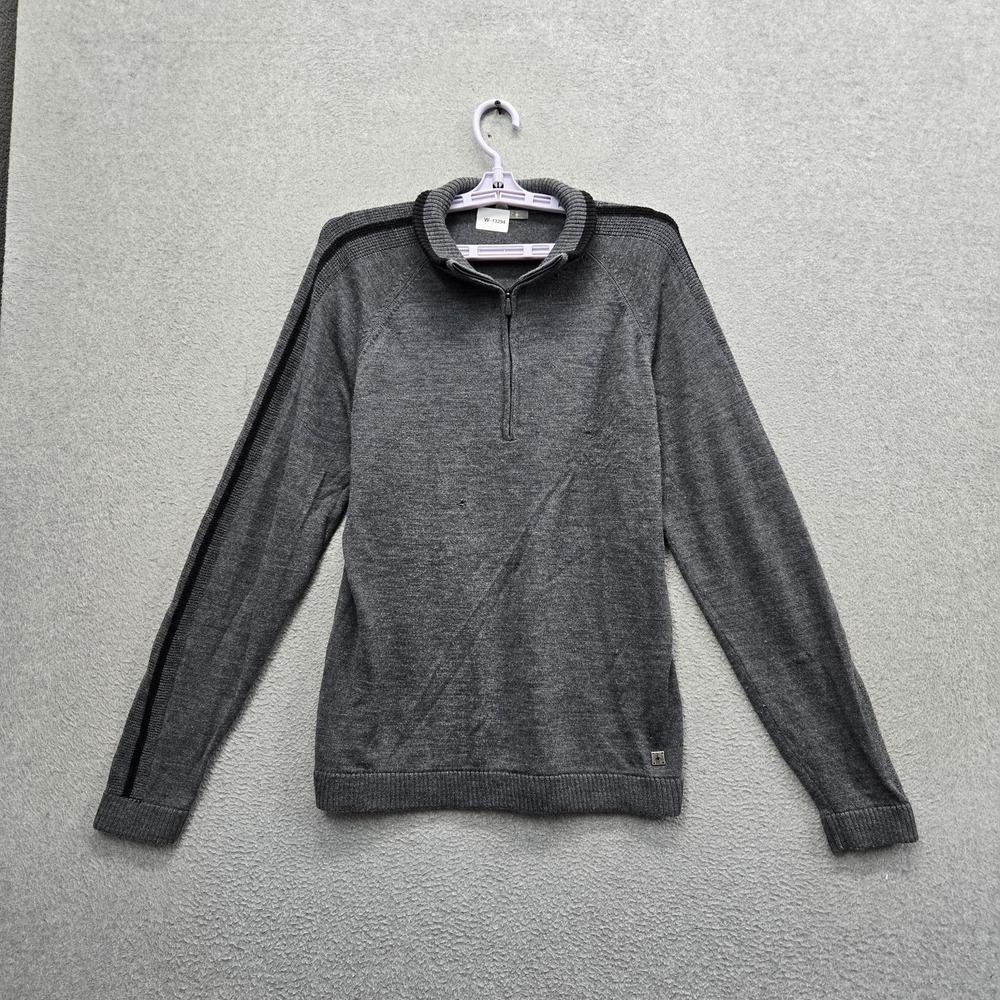 Smartwool Men Sweater Gray Merino Wool Quarter Zip Kiva Ridge READ
